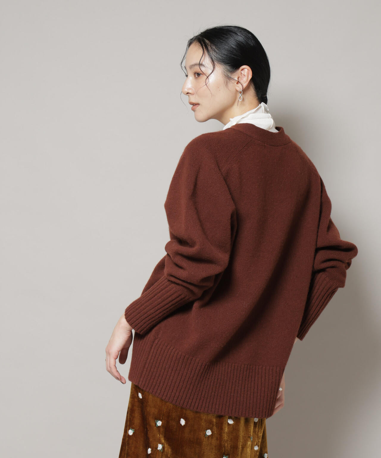 AQUA ウール カシミヤ Vネック カーディガン