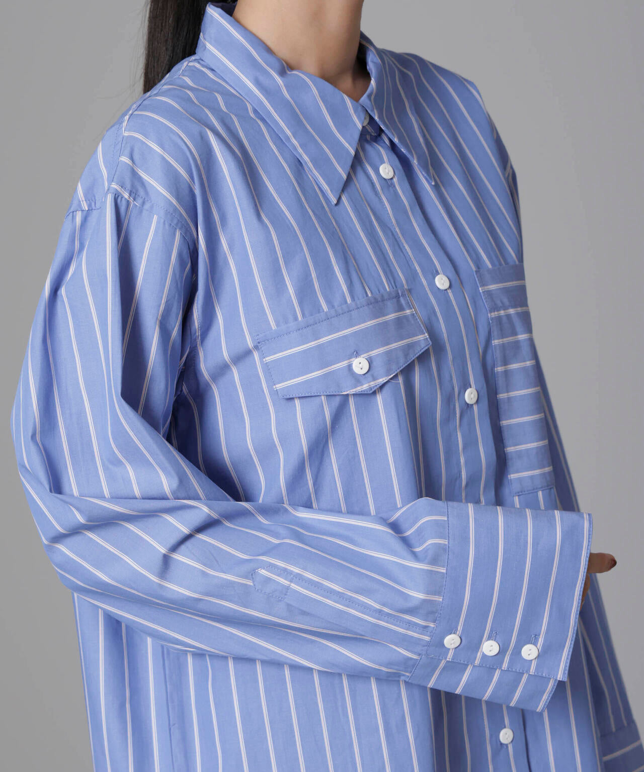 Baum und Pferdgarten / Striped Cotton Poplin シャツ