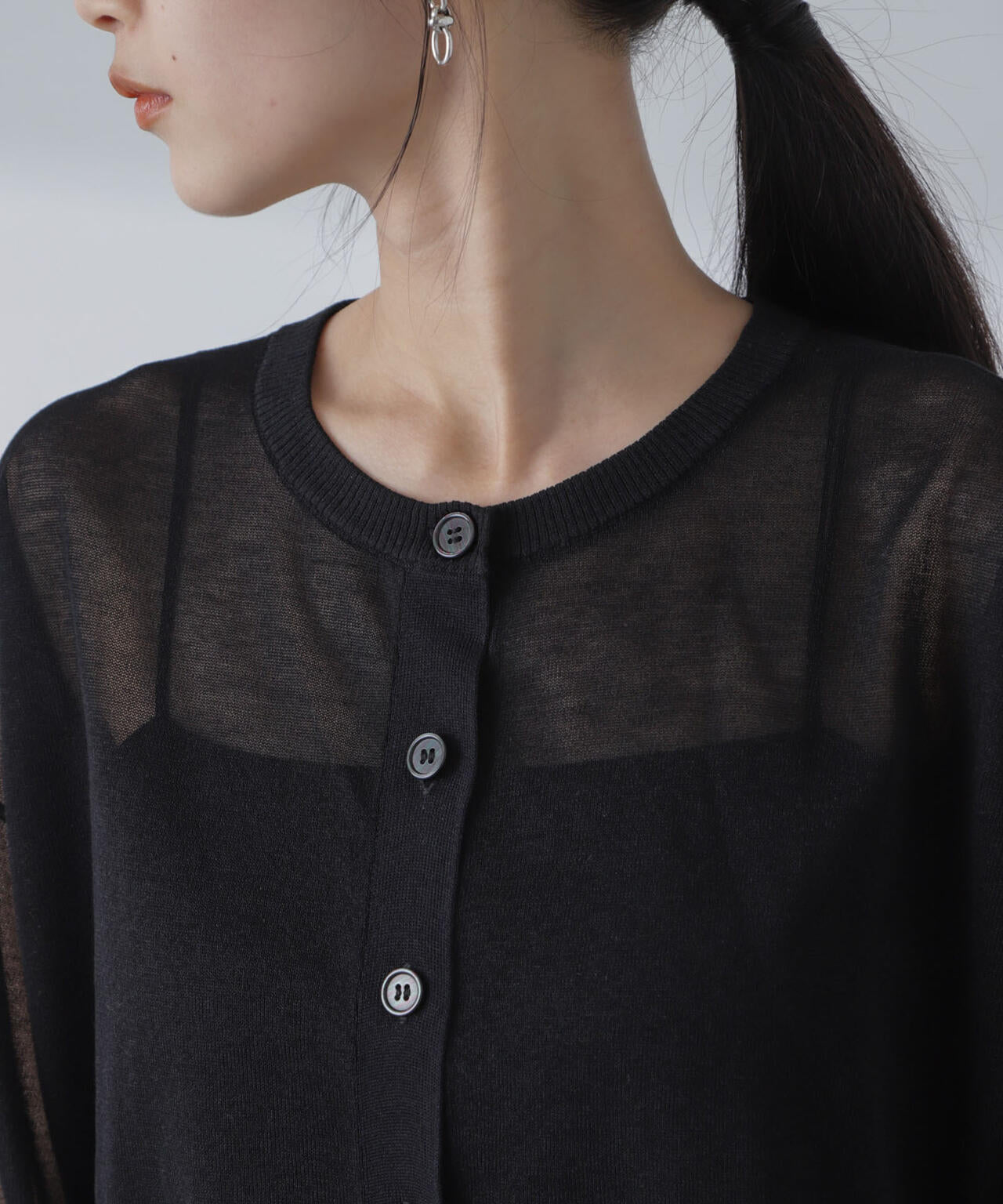 クロップド シアー ニット カーディガン