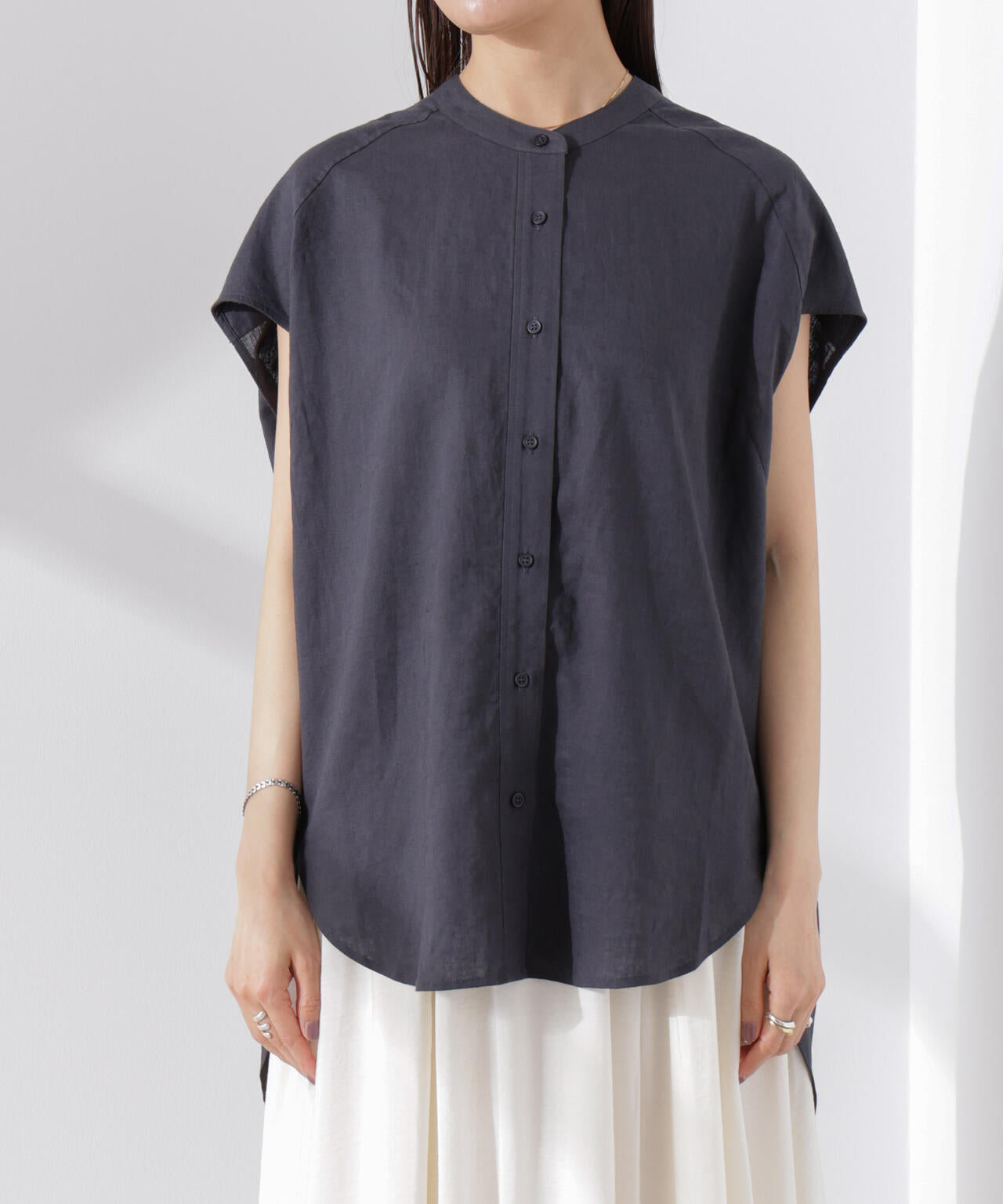 Anti Smell Linen フレンチスリーブ シャツ