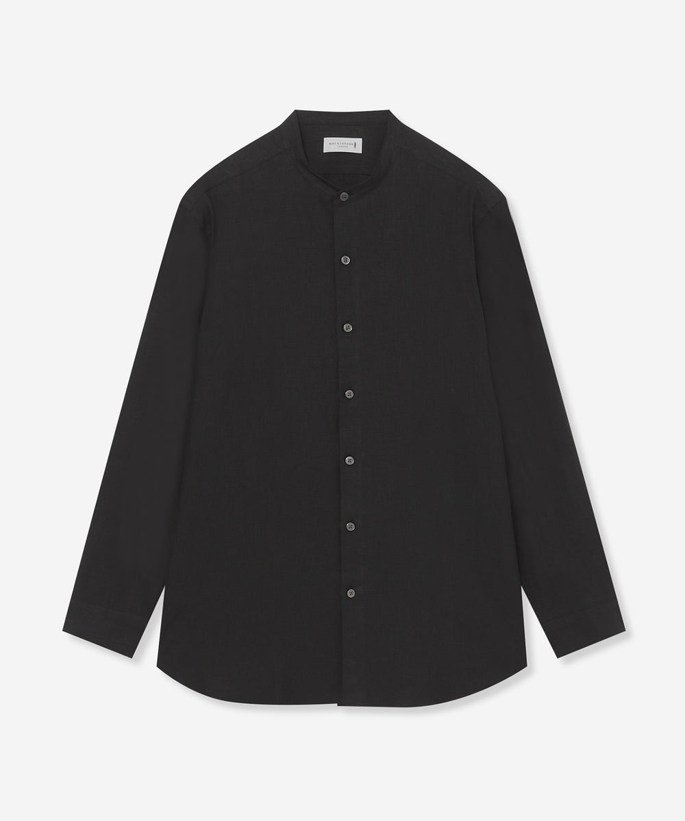 LEON掲載】ハイカウントリネンバンドカラーシャツ(トップス