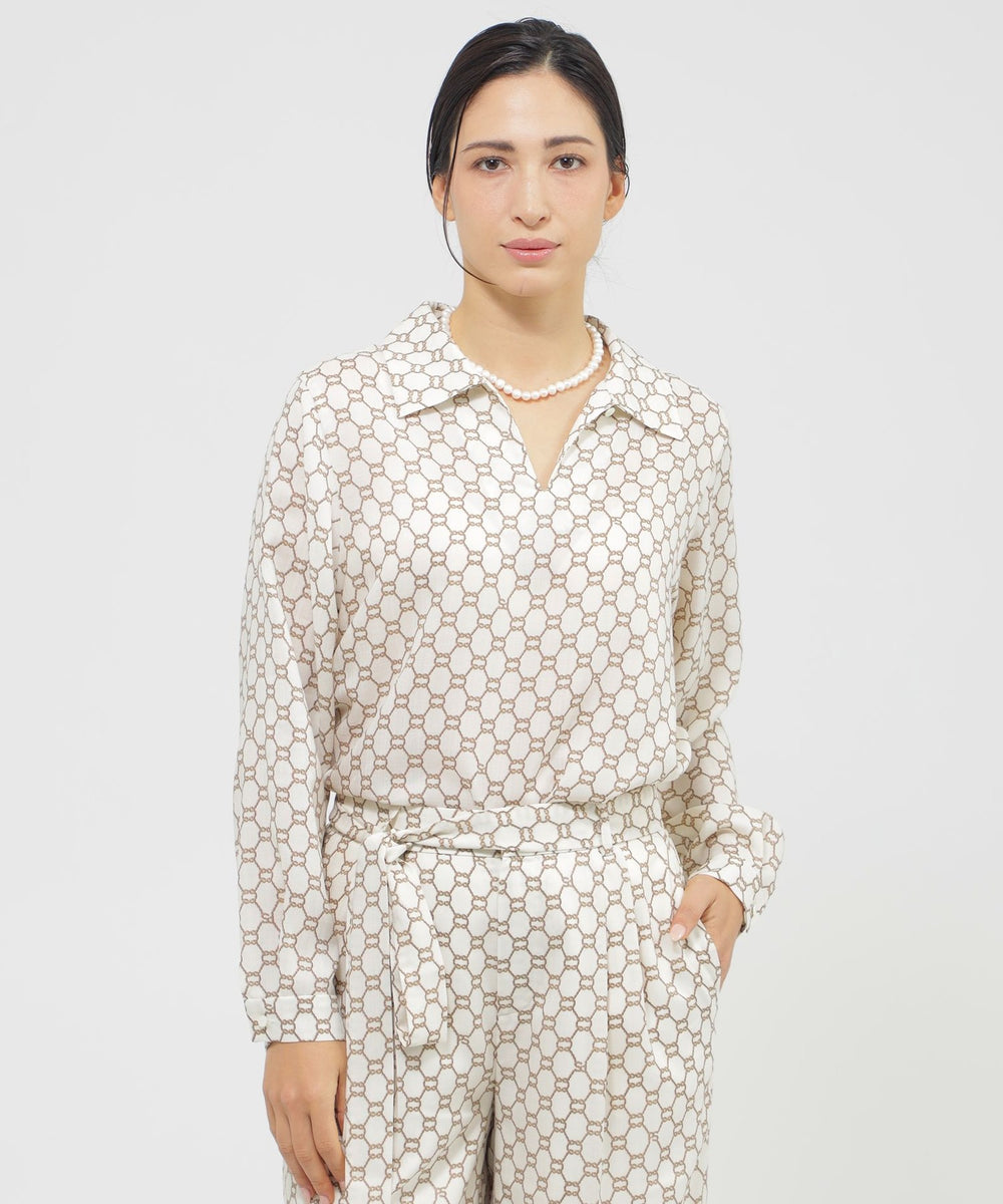 Precious掲載】【ウォッシャブル】ロープモノグラム ブラウス(トップス