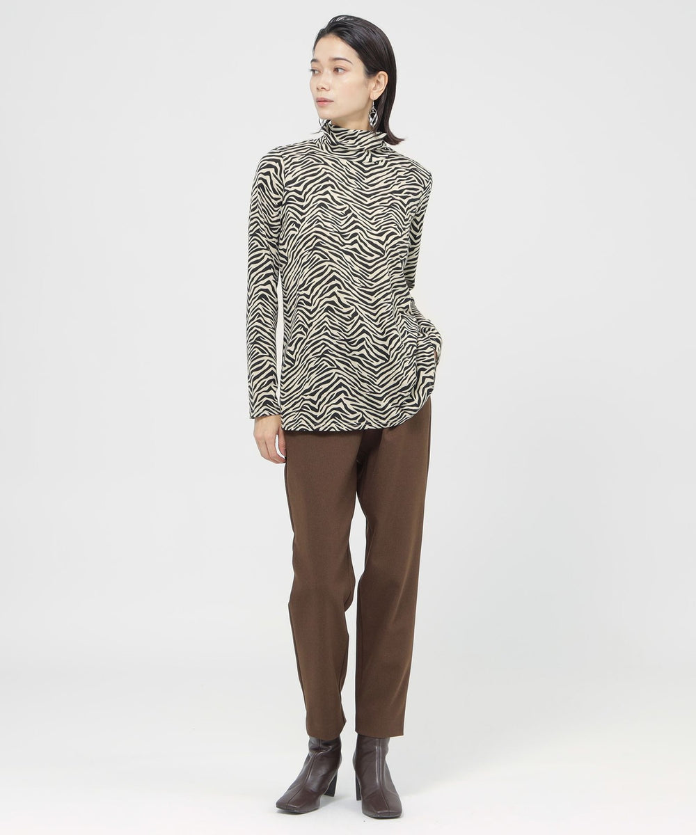 ウォッシャブル】ゼブラプリントタートルネックカットソー(トップス