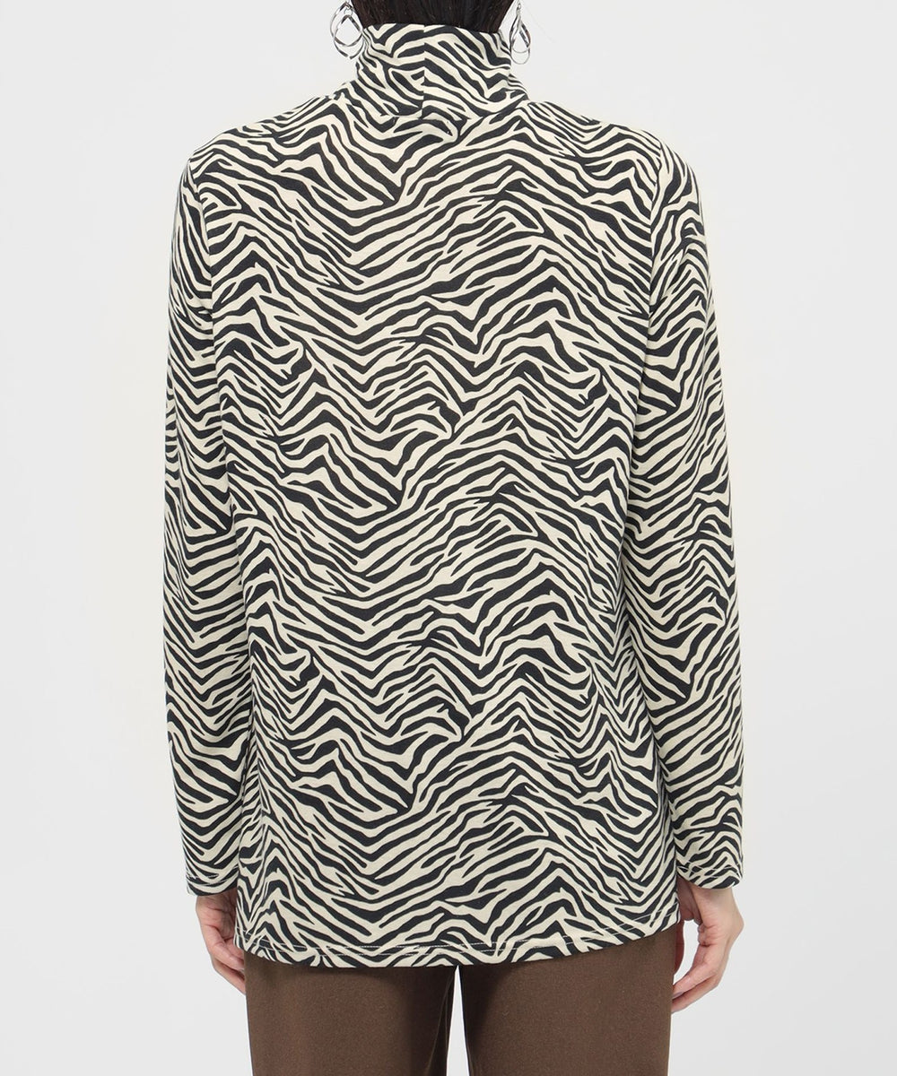 ウォッシャブル】ゼブラプリントタートルネックカットソー(トップス