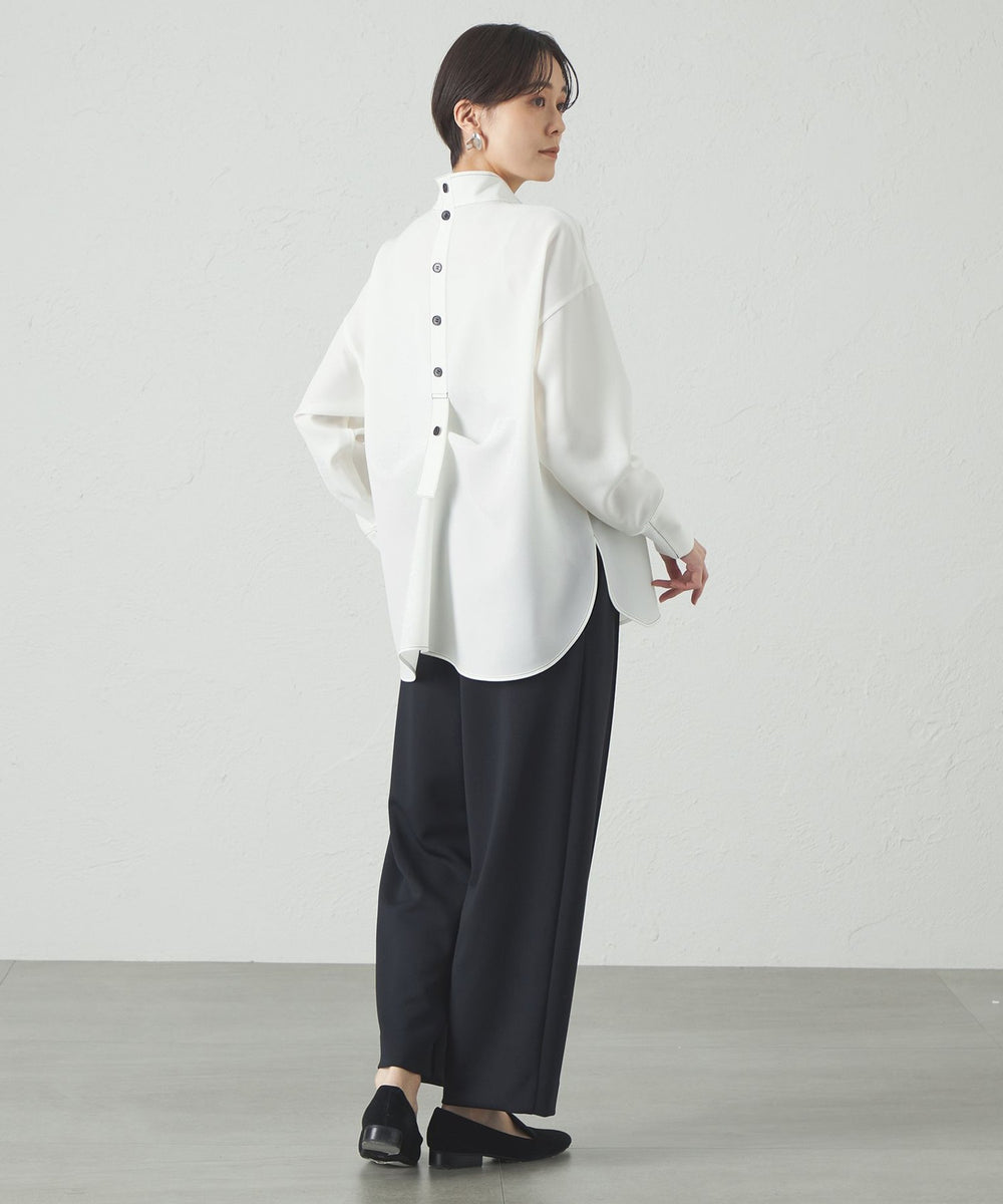 着用しわ軽減/吸水速乾】バックボタンブラウス(トップス)｜CAST