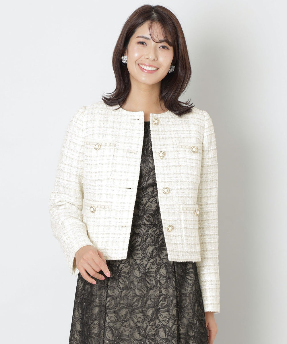 ファンシーツイード ノーカラージャケット(ジャケット)｜TO BE CHIC