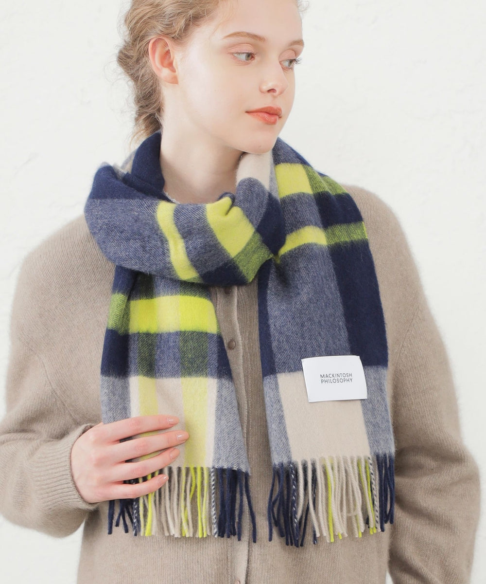 ウォッシャブルカシミヤカラーブロックマフラー(マフラー・ストール