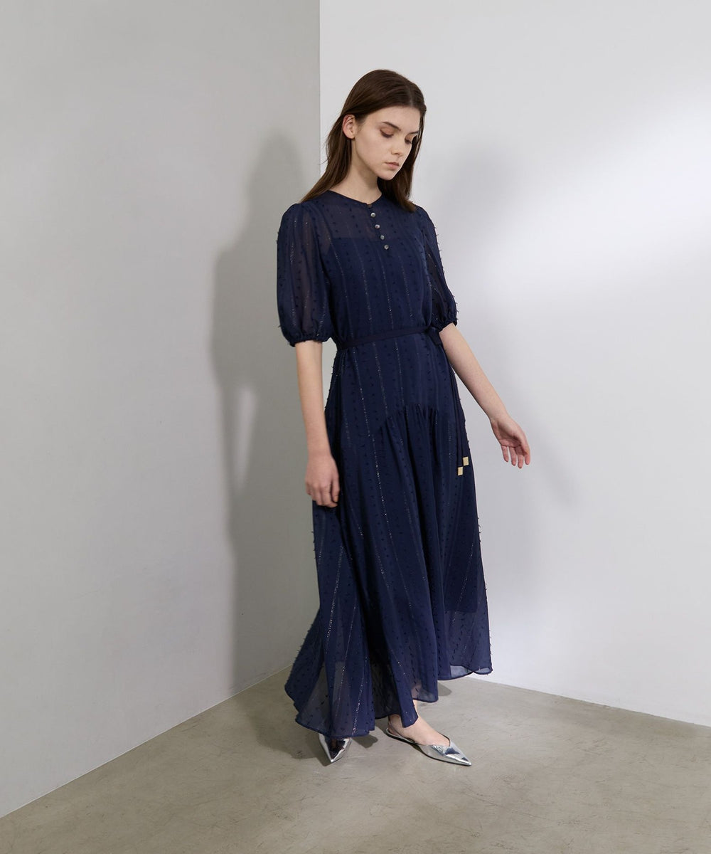 ラメストライプジャカード フレアマキシドレス(ワンピース)｜EPOCA