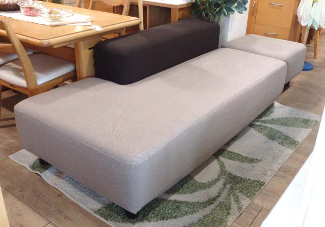 無印良品】ソファベンチ＋オットマン グレーベージュ×ブラウン 入荷