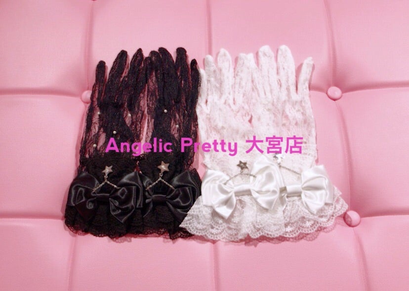 Angelic Angelic Pretty レースグローブ 手袋 黒 Pretty リボン レース
