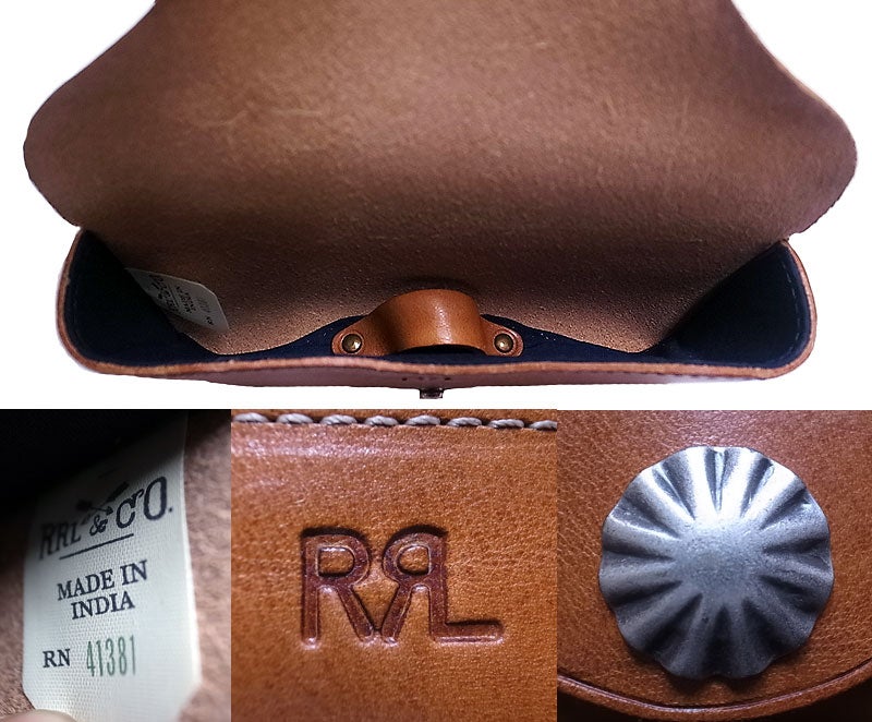 RRL 本革眼鏡ケース コンチョ付 /ダブルアールエル 小銭用ブラス