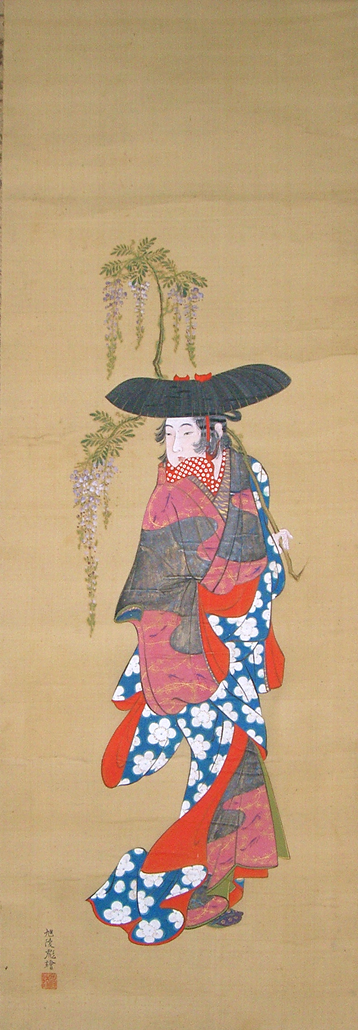 浮世絵に見る肉筆画の美 「藤娘図」極彩色 - 美人画 | もさくの浮世絵