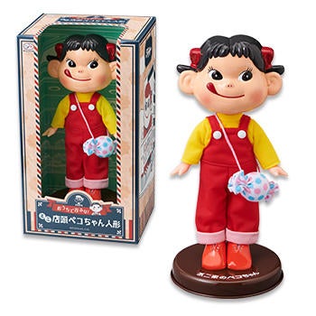 不二家の洋菓子店の店先に立っているペコちゃんが卓上タイプになった