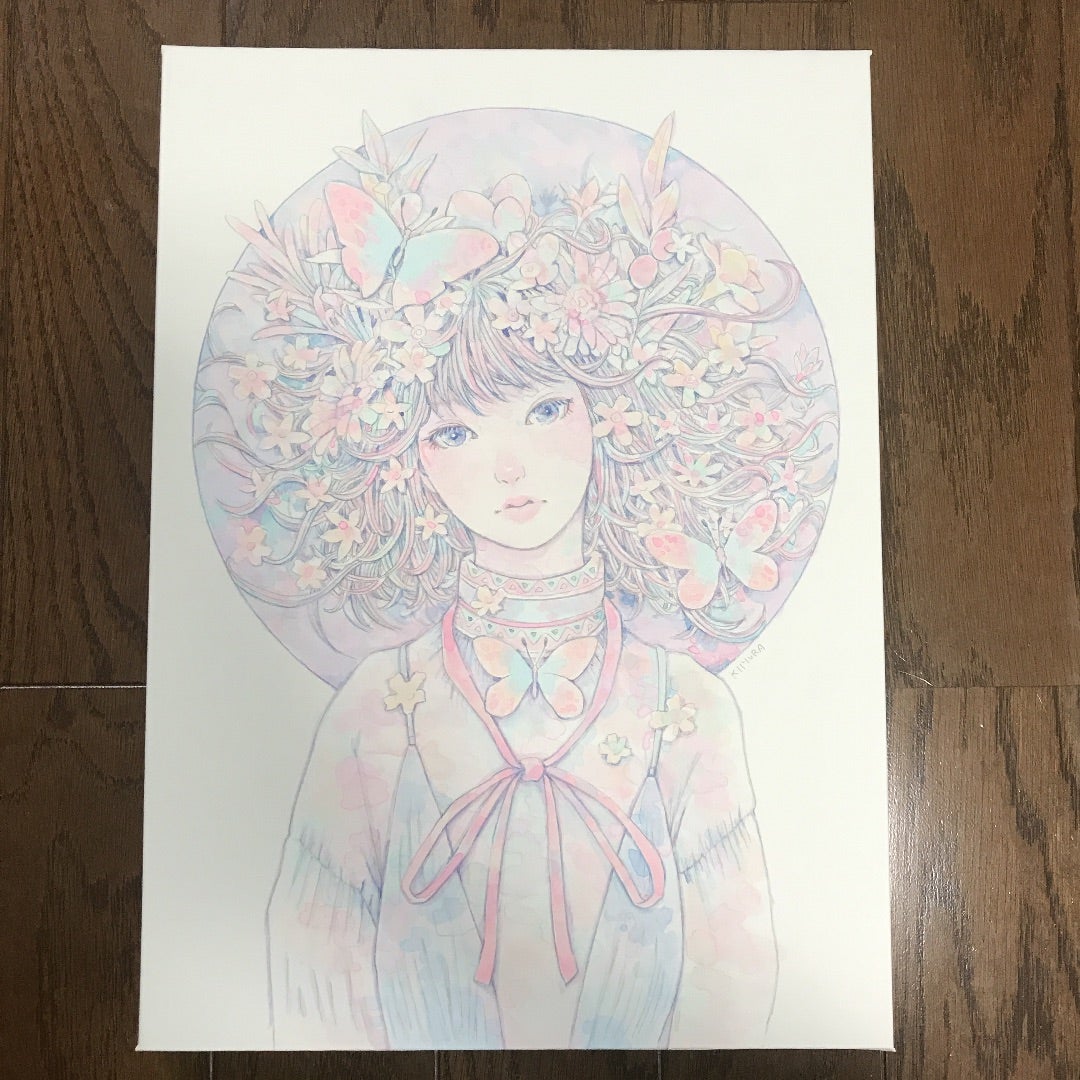 ☆木村智博「幸運」木製パネル アクリルガッシュ 色鉛筆 鉛筆 額付き