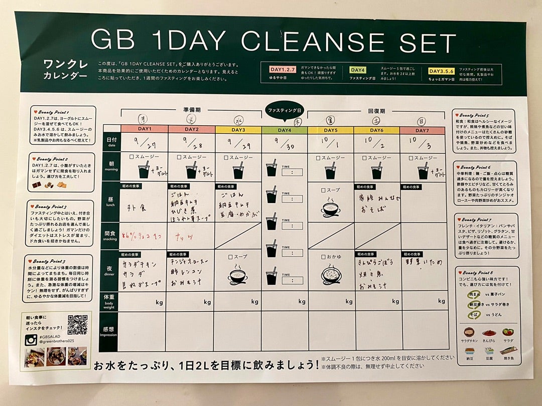 初めてのファスティングレポ②】40代主婦、グリーンブラザーズの