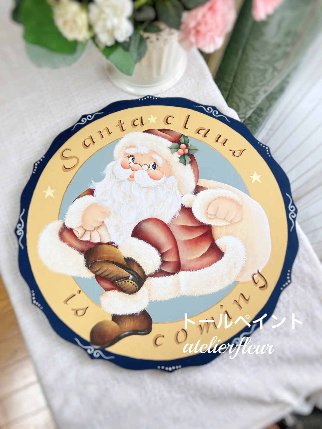 トールペイント作品 サンタさんのプレート | トールペイント&クレイ