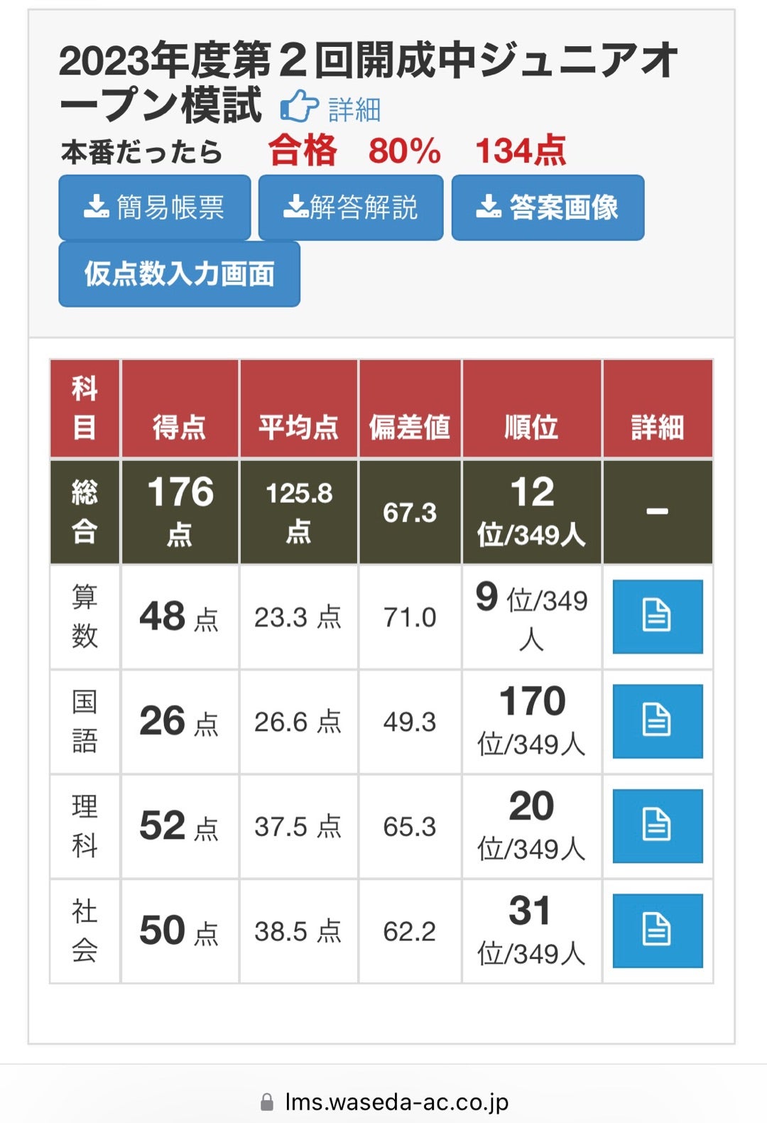 早稲アカ 小5 開成中ジュニアオープン模試（第1回&第2回） | ゆうくの
