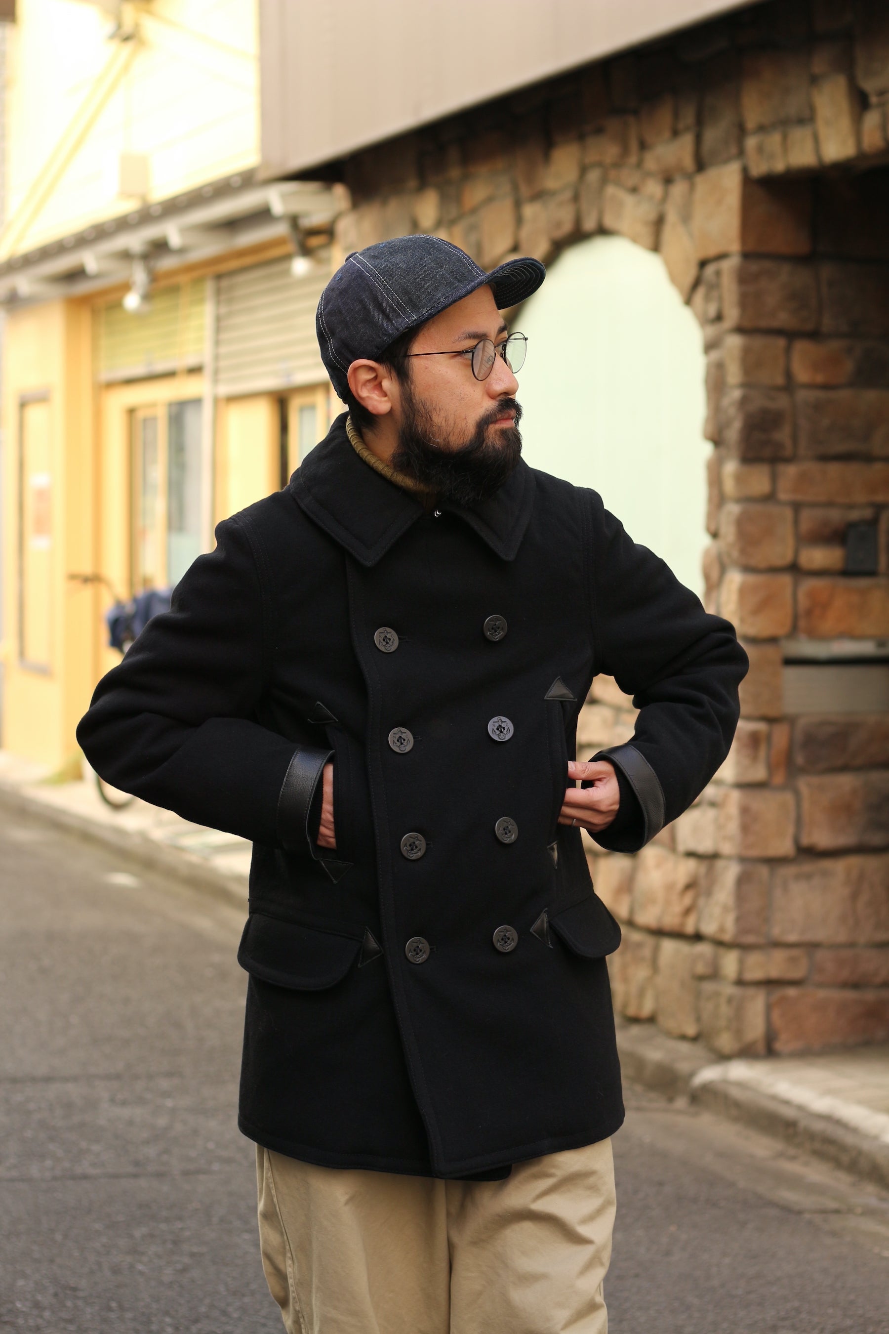 Nigel Cabourn ネイビー ピーコート 48 メイドインジャパン Nigel