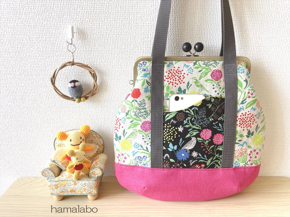 大きめ＆スリム型！定番で使える「がま口トートバッグ(24cm版)」の型紙