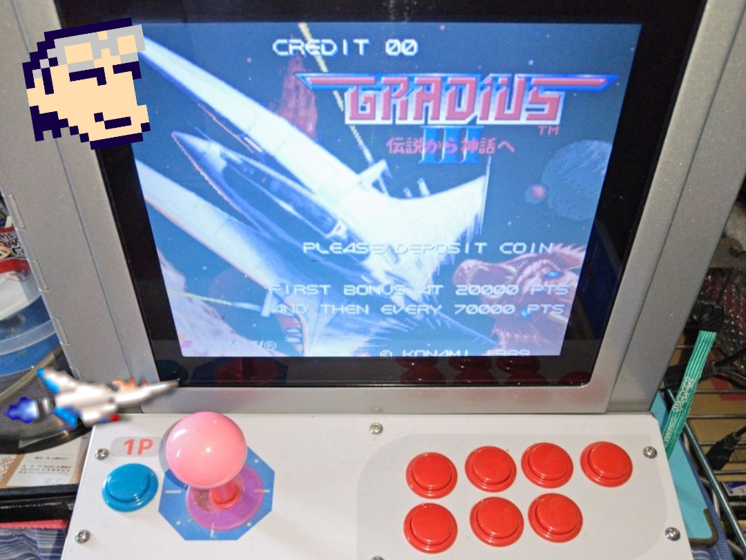 ちょっと動作確認② 卓上筐体 JAMMA配線 1レバー7ボタン 液晶モニター