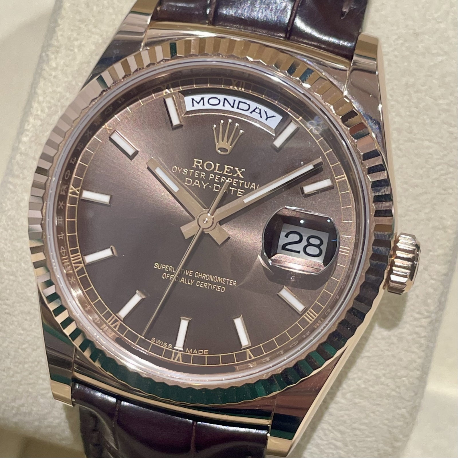ロレックス デイデイト36 Ref.118135 チョコレート文字盤が入荷致し