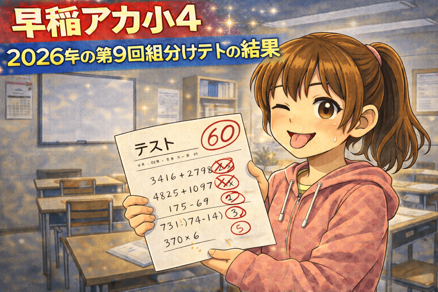 学習記録】2026年の小4第9回組分けテストの結果（2026年1月25日実施