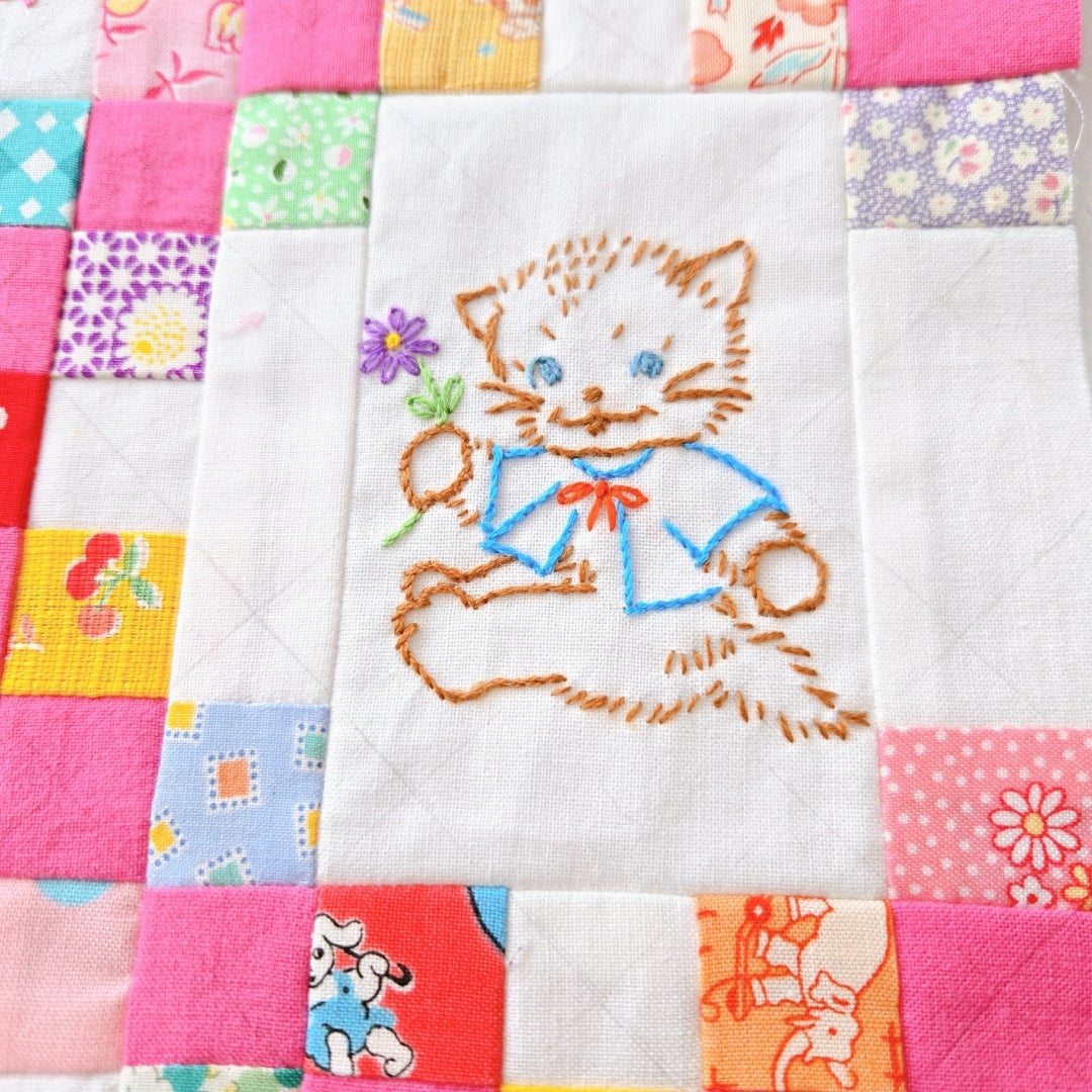 アニマル刺繍、アイリッシュチェーンのミニタペ～♪ | アトリエQuilt