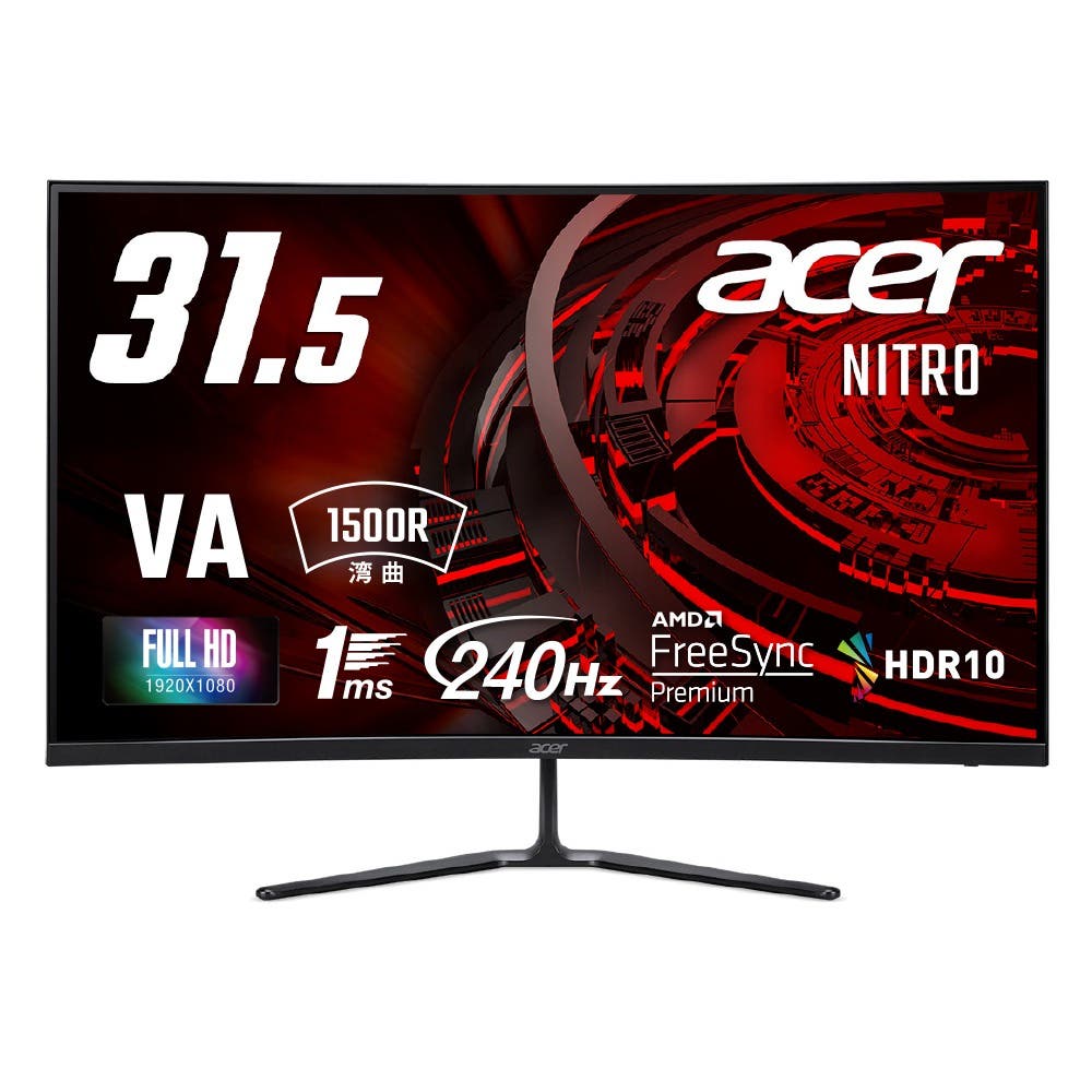 Acer Nitro 湾曲 ゲーミングモニター 31.5インチ フルHD VA 非光沢