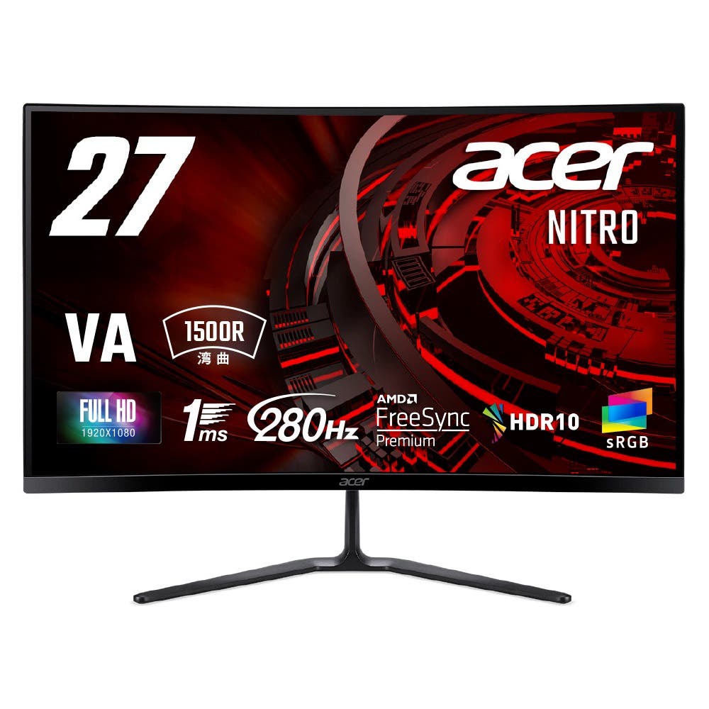 Acer Nitro 湾曲 ゲーミングモニター 27インチ フルHD VA 非光沢 280Hz