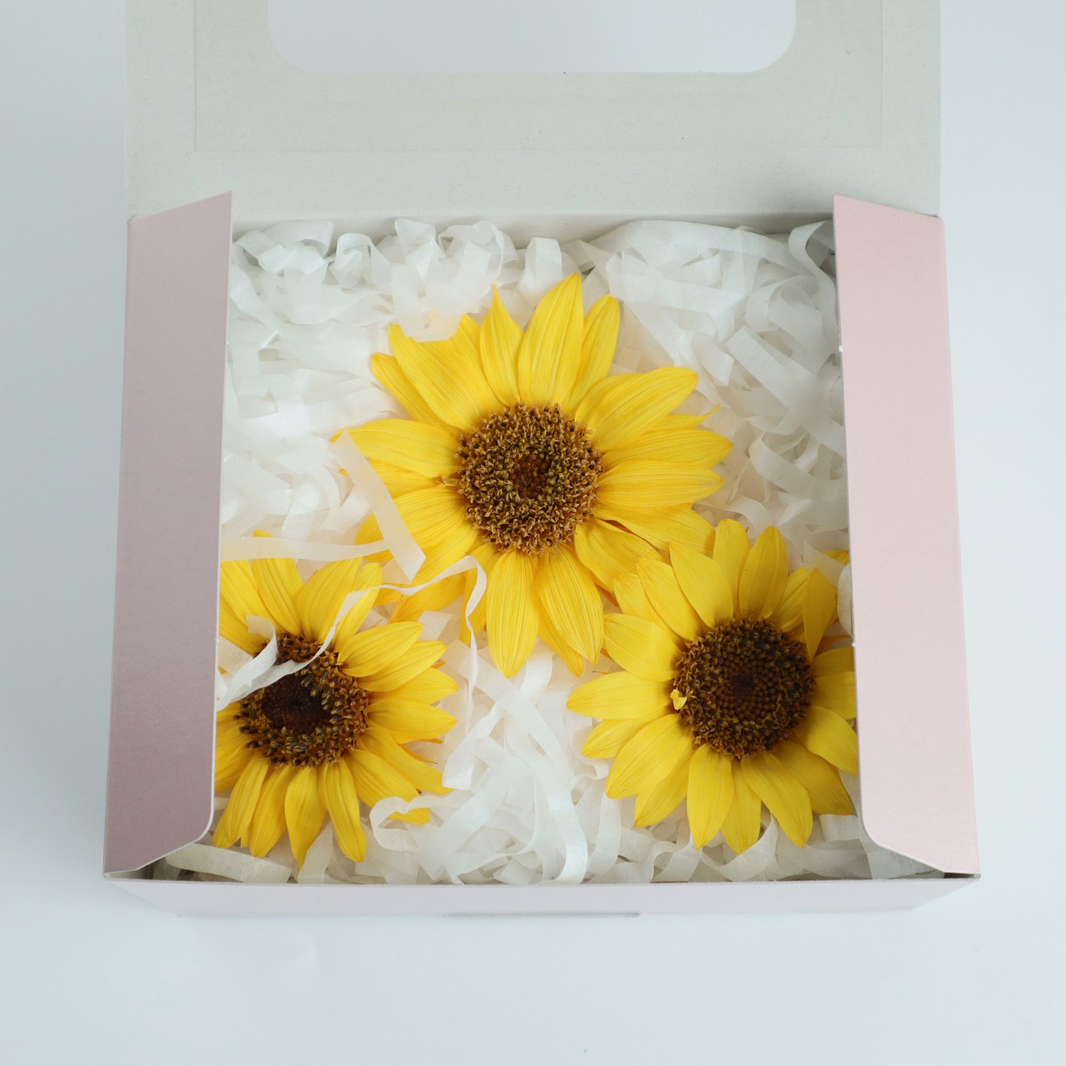 即日☆【プリザーブド】南原農園/ひまわり(サフランイエロー) M 3輪