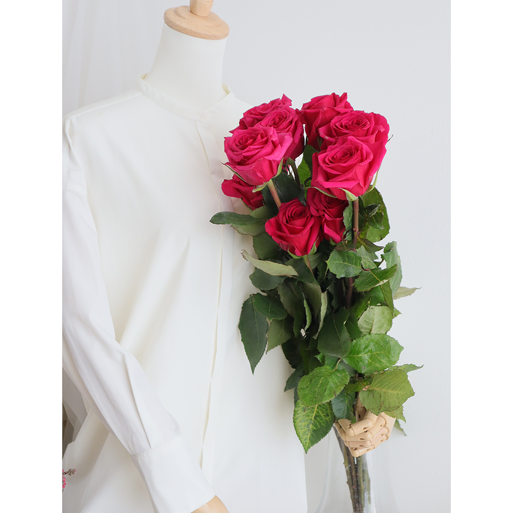 生花/予約】大輪エクアドルローズ クイーンベリーなど(濃いピンク)70cm