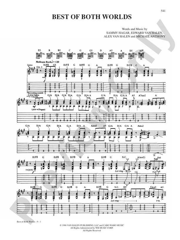 Best Of Both Worlds: Guitar: Van Halen - Digital Sheet Music Download