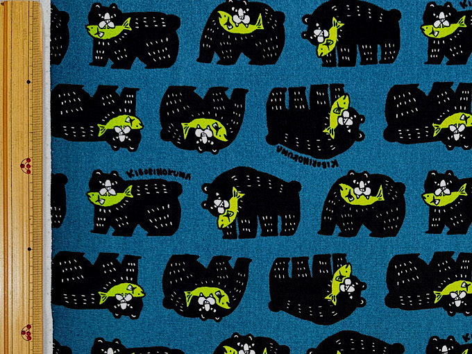 ビビットカラーのオックスプリント「シャケクマ」 | 大塚屋ネットショップ