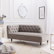 幅149] ソファ 2人掛けソファ カウチソファ ベルベット調 天然木