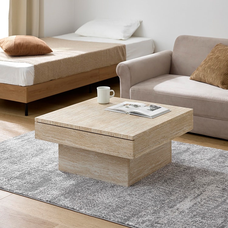 トラバーチン柄センターテーブル [幅70/幅90] | 【公式】LOWYA(ロウヤ