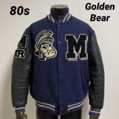 80s ゴールデンベア 袖革 スタジャン ビッグワッペン USA製 ビンテージ
