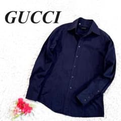 GUCCI コットン 長袖シャツ トムフォード期 スペイン製 ネイビー 39 紺