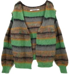 パーバーズ perverze モヘア ニットカーディガン グリーン ユニ