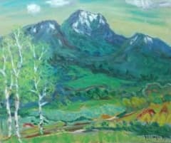 油彩画 「妙高残雪の頃」F8 油絵 絵画 風景画 アート 妙高山 - メルカリ