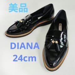 DIANA ダイアナ タッセルローファー エナメル 黒 24cm - メルカリ