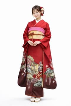 振袖フルセット6点サイズM〜L御所車花松文 暈し染め 金彩 やまと誂製