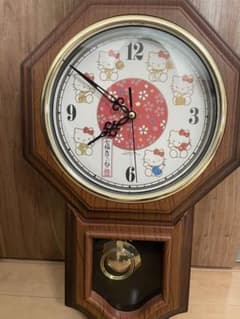 希少！七福きてぃねこ 壁掛け時計 振り子時計 ハローキティ - メルカリ