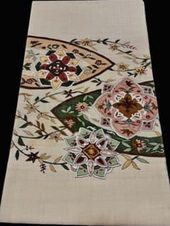 未使用品】袋帯 明綴れ 宝相華 ベージュ お太鼓柄 黄ばみあり！ - メルカリ