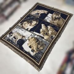 オオカミ 狼 マルチカバー ソファカバー ヴィンテージラグ 175x123