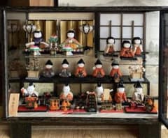 昭和レトロ 木目込雛人形 オルゴール・ガラスケース付 1950年代 保管用