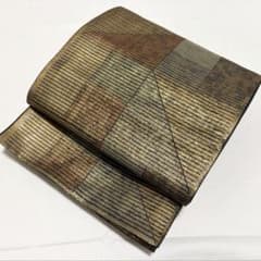 A ◇着物くつろぎ 幾何学模様 金糸 正絹 六通 袋帯 O33 - メルカリ