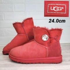 希少品】UGG W ミニベイリーボタン ブリング スワロフスキー 赤 23cm