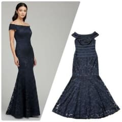 TADASHI SHOJI ロングドレス ワンピース レース ネイビー マキシ丈