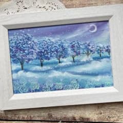 オイルパステル画 アクリル画 雲の上の不思議な世界 風景画 - メルカリ