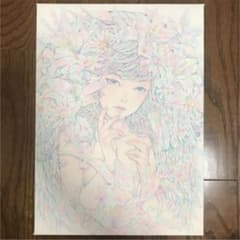 ☆木村智博「幸運」木製パネル アクリルガッシュ 色鉛筆 鉛筆 額付き